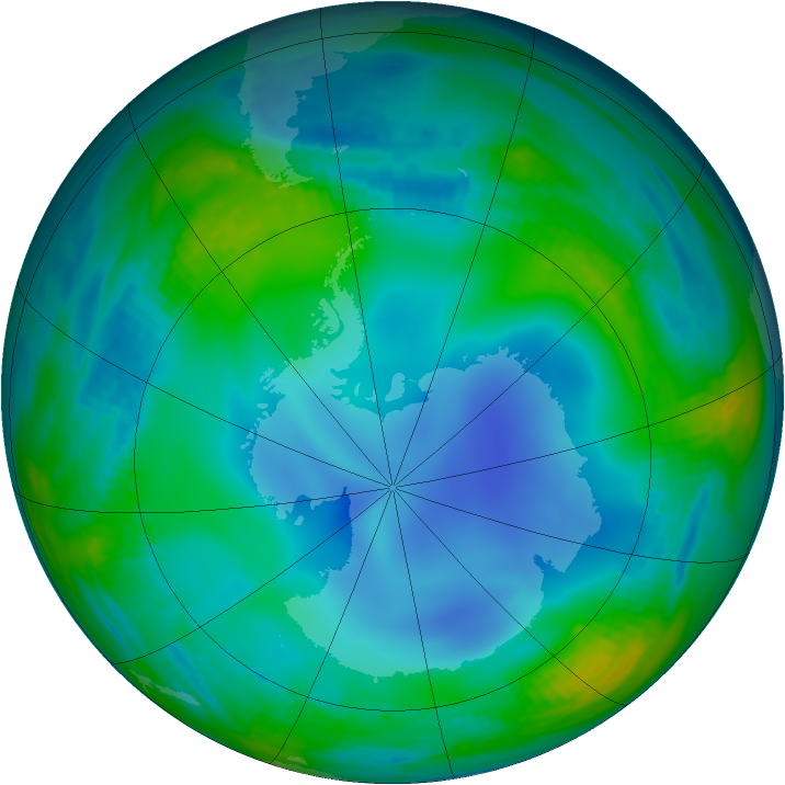 Antarctic ozone map for 15 June 1988